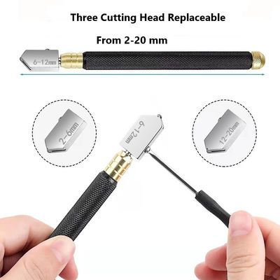 2mm cam kesme aracı, yağ içeren sapı tutma ve 145mm siyah çelik sapı ile